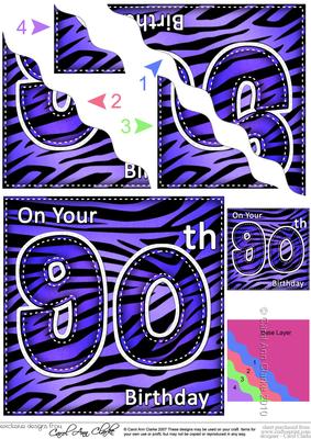 Funky Fun Zebra Print 90th Birthday Wavy Corner Side Stacker