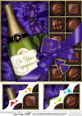 8 x 8 Engagement Champers Chocs N Roses Scalloped Corner