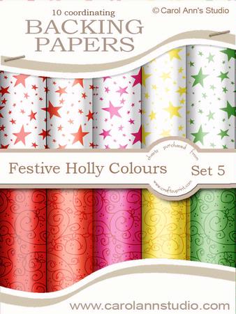Festive Stars & Holly Swirls in Holly Colours