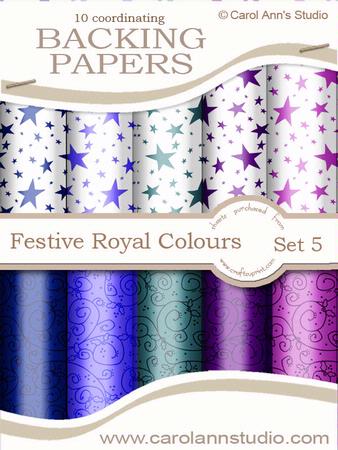 Festive Stars & Holly Swirls in Royal Colours