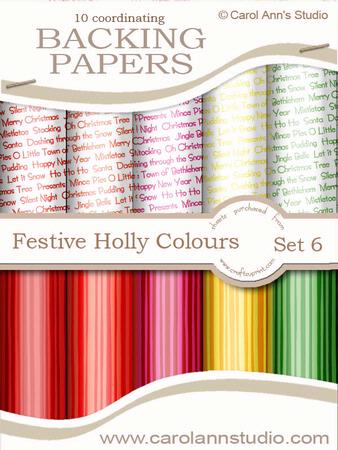 Festive Xmas Text & Stripes in Holly Colours