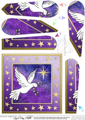Xmas Dove Quick Card with Fan Pyramage Topper