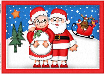A4 Xmas Mr and Mrs Claus Felties Card Topper