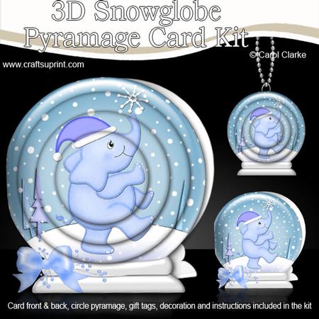 3D Xmas Elephant Snowglobe Circle Pyramage Card Kit