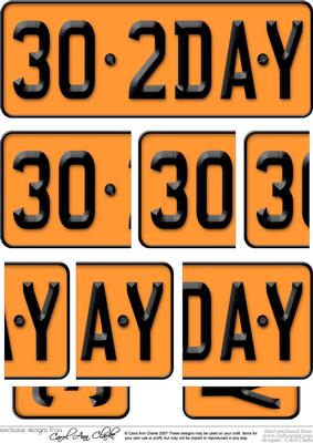 30th Birthday Fun Novelty Number Plate with Side Stacker