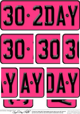 30th Birthday Fun Novelty Number Plate with Side Stacker