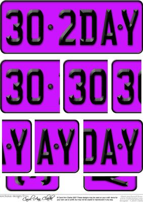 30th Birthday Fun Novelty Number Plate with Side Stacker