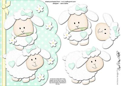 A5 Little Lamb Felties Scalloped Edge N 3D Decoupage