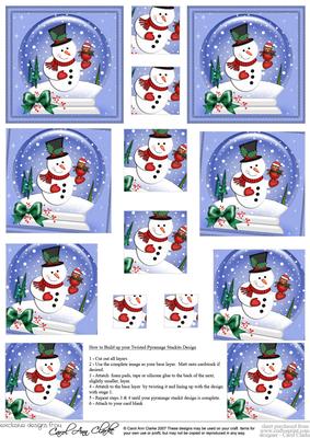 Christmas Snowman Snowglobe Twisted Pyramage Sheet