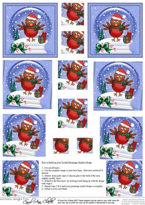 Christmas Robin Snowglobe Twisted Pyramage Sheet