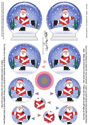 3D Xmas Skating Santa Snow Globe Shaped Tree Decoration