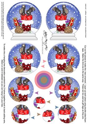 3D Xmas Santa Got Stuck Snow Globe Shaped Tree Decoration