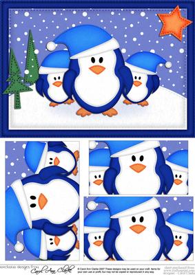 A5 Xmas Penguins Felties Pyramage Topper