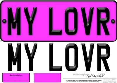 Large Dl My Lover Novelty Number Plate N 3D Decoupage