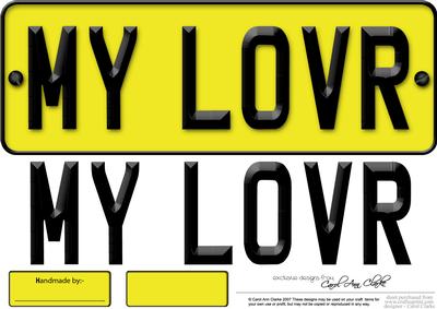 Large Dl My Lover Novelty Number Plate N 3D Decoupage
