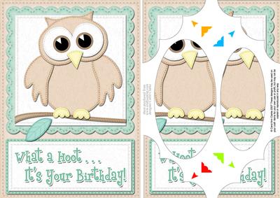 A5 What a Hoot Owl Birthday Scallop Corners and Pyramage