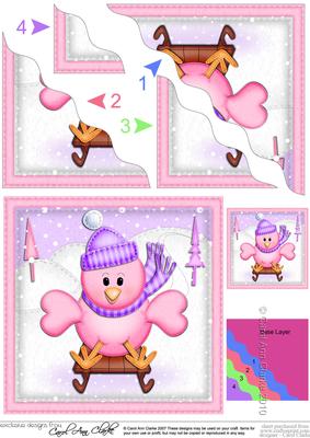 Xmas Little Birdie Wavy Corner Side Stacker Topper