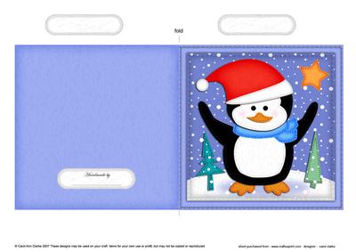 Xmas Peter Penguin Quick Cut and Fold Card
