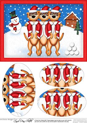 A5 Xmas Meerkats Oval Pyramage Topper