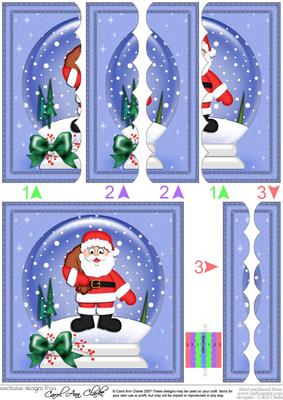 Xmas Santa Snowglobe Scallop Edge Side Stacker
