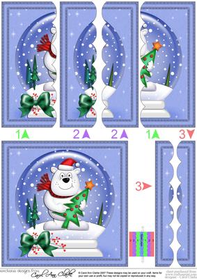 Xmas Ben Polar Bear Snowglobe Scallop Edge Side Stacker