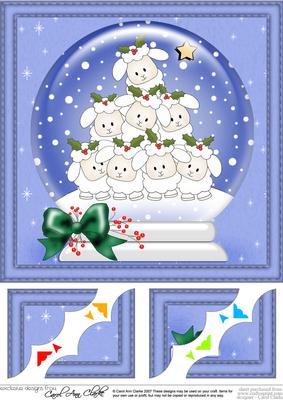Christmas Sheep  - 8 x 8 Scalloped Corner Topper 
