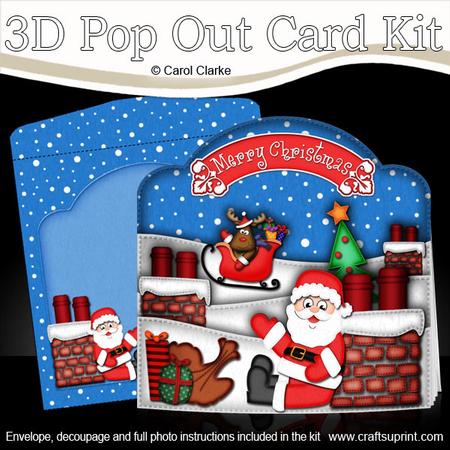 3D Xmas Rooftop Santa Pop Out Card Kit