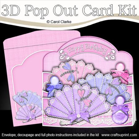 3D Lace Fans, Perfume N Dragonflies Pop Out Card Kit