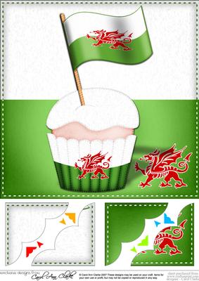 8 x 8 Flying the Flag Wales Scalloped Corner Topper