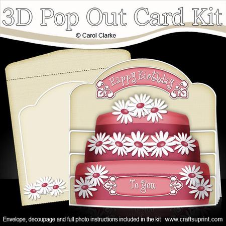 3D Daisy Birthday Cake Pop Out Card Kit