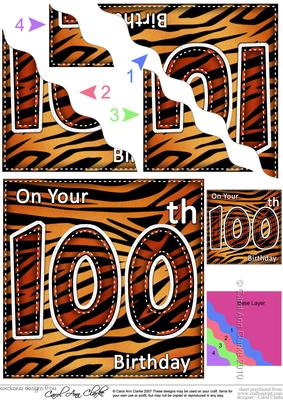 Funky Fun Zebra Print 100th Birthday Wavy Corner Side Stacke