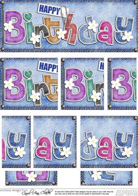 Dl Happy Birthday Denim N Daisies Felties Side Stacker