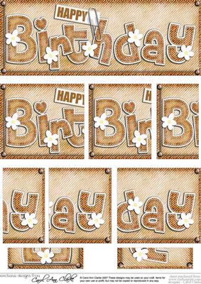 Dl Happy Birthday Denim N Daisies Felties Side Stacker Toppe