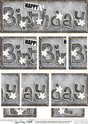 Dl Happy Birthday Denim N Daisies Felties Side Stacker Toppe