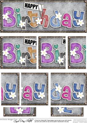 Dl Happy Birthday Denim N Daisies Felties Side Stacker Toppe