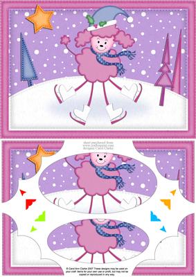 A5 Xmas Poodle Scallop Corners and Pyramage