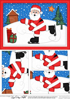 A5 Xmas Skating Santa Pyramage Topper