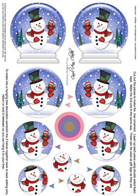 3D Xmas Snowman Snow Globe Shaped Tree Decoration