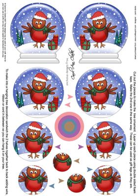 3D Xmas Robin Snow Globe Shaped Tree Decoration