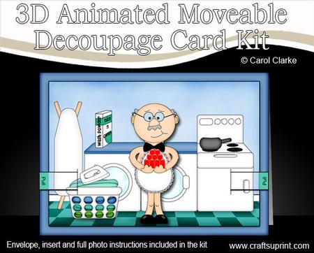 3D Berts Black Tie Animated Moveable Decoupage Card Kit