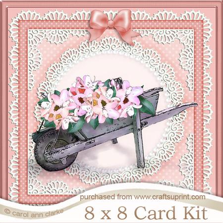 8 x 8 Flower Filled Wheelbarrow Kit with 3D Decoupage