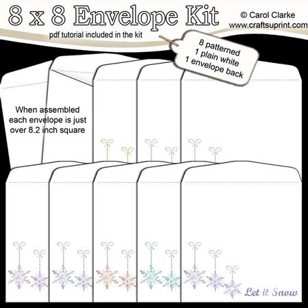 Xmas Let It Snow Snowflakes 8 x 8 Envelope Kit
