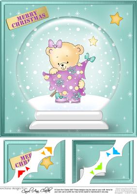 8 x 8 Rosie's Xmas Tree Snowglobe Scalloped Corner Topper