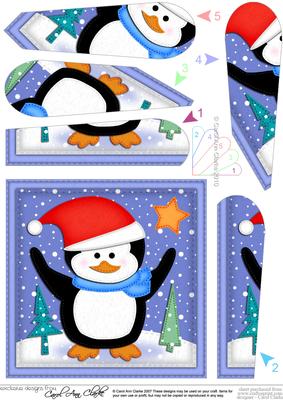 Xmas Peter Penguin Fan Pyramage Topper