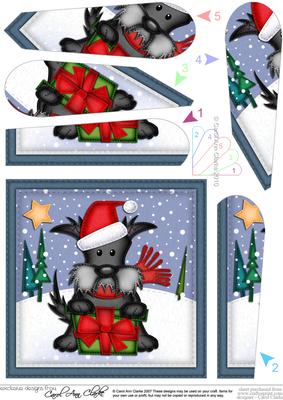 Xmas Hamish Scottie Dog Fan Pyramage Topper