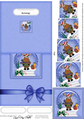 Xmas Rudolph Snowglobe No-hole Over the Edge Spiral Pyramid