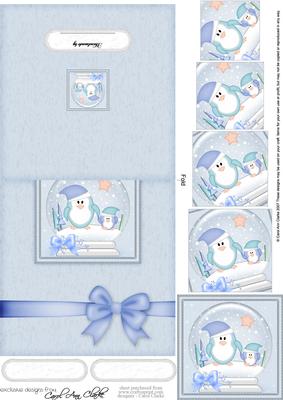 Xmas Penguins Snowglobe No-hole Over the Edge