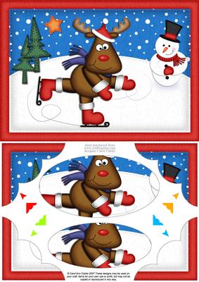 A5 Xmas Skating Rudolph Scallop Corner Side Stacker