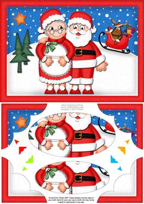 A5 Xmas Mr N Mrs Claus Scallop Corner Side Stacker