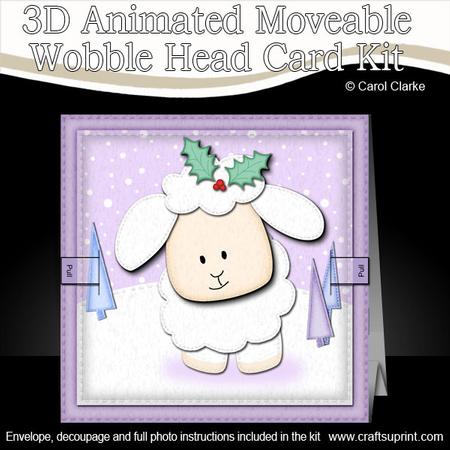 3D Merry Xmas to Ewe Animated Moveable Wobble Head Card Kit